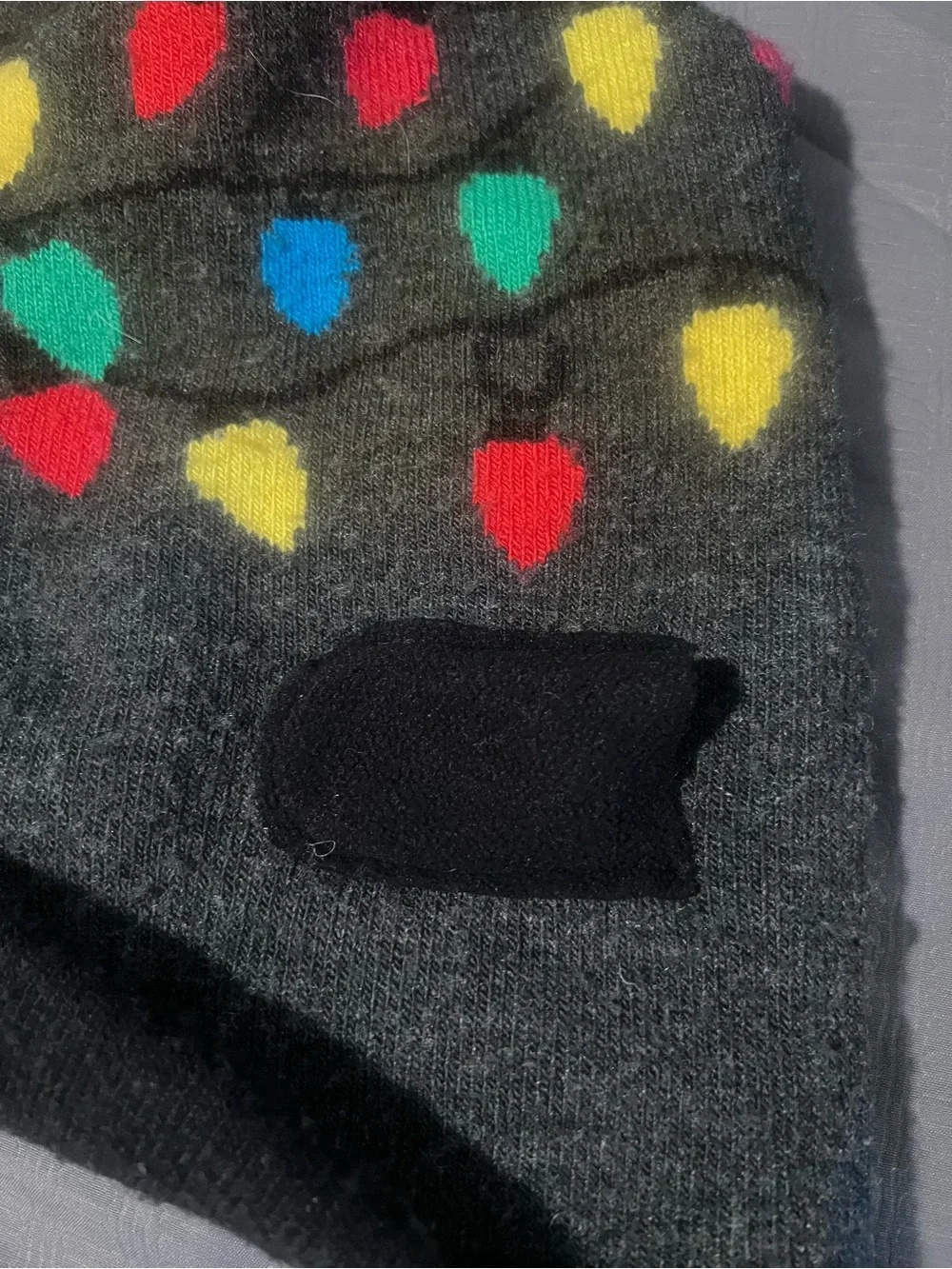 Kids 'Fa La La' Pom Beanie Hat in Dark Gray with Multi-Colored Lights
